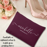 Minimalist Wine Berry Personalised Bridesmaid Accessory Pouch<br><div class="desc">Introducing our Chic Minimalist wine berry Personalised Bridesmaid Accessory Pouch, a stylish and versatile gift designed to celebrate your bridesmaids in elegance. This accessory pouch is the epitome of modern chic, perfect for any occasion from bridesmaid proposals to bridal showers. Crafted with a minimalist design, this pouch features a wine...</div>