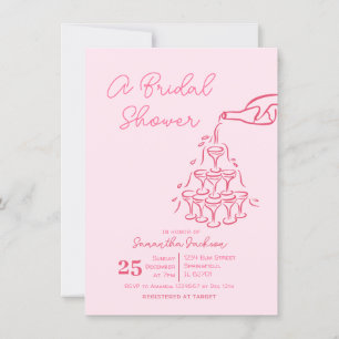 Minimalist Wine Pink Bridal Shower Bow Invitation