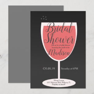 Minimalist Wine Tasting Coral Glass Bridal Shower Invitation