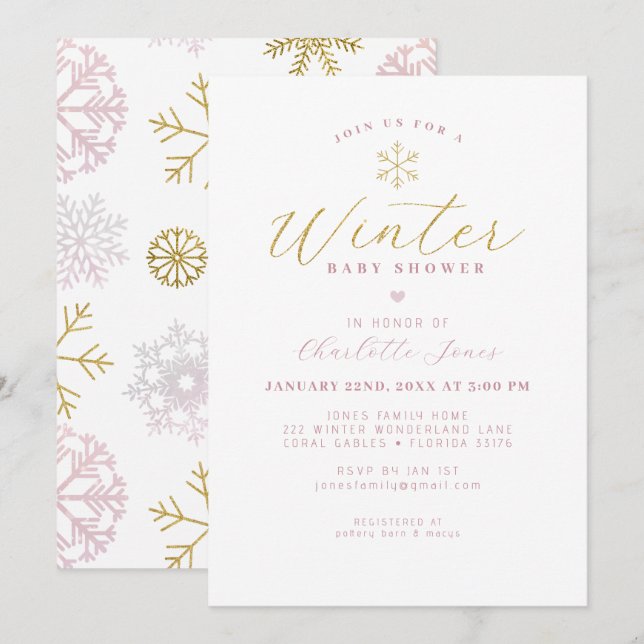 Minimalist Winter Baby Shower Invitation (Front/Back)