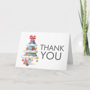 Minimalist Winter Bow Christmas Tree Baby Shower Thank You Card