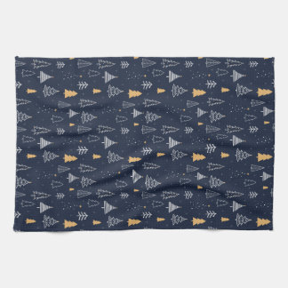 Minimalist Winter Christmas Tree Pattern Tea Towel