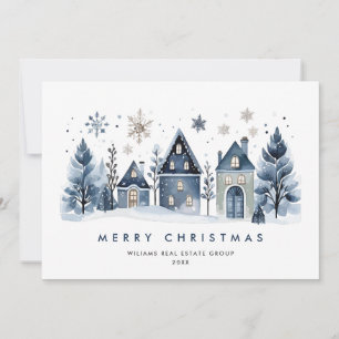 Minimalist Winter Country Town Christmas Corporate Holiday Card