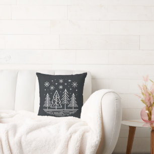 Minimalist Winter Forest – Elegant Snowy Tree Desi Cushion