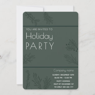 Minimalist winter greenery Holiday party Invitation