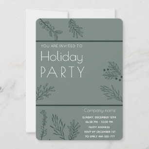 Minimalist winter greenery Holiday party   Invitation