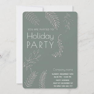 Minimalist winter greenery Holiday party Invitation