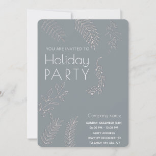 Minimalist winter greenery Holiday party Invitation