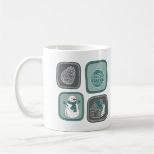 Minimalist Winter Icons, Modern Snowman Mug 