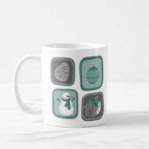 Minimalist Winter Icons, Modern Snowman Mug 