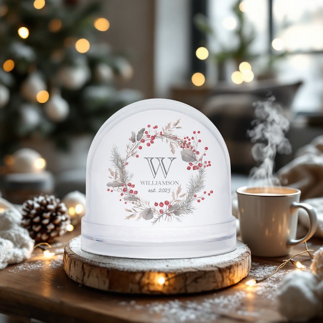 Minimalist Winter Monogram Snowglobe (Minimalist Winter Monogram Snow Globes)