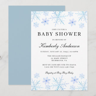 Minimalist Winter Snowflake Baby Shower Invitation
