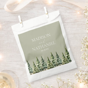 Minimalist Winter Snowy Pine Tree Forest Wedding Favour Bags
