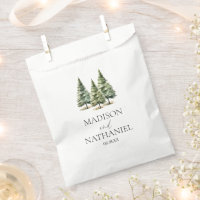 Minimalist Winter Snowy Pine Tree Forest Wedding