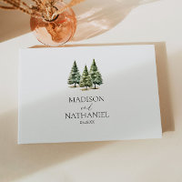 Minimalist Winter Snowy Pine Tree Forest Wedding