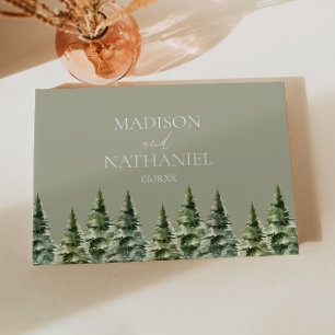 Minimalist Winter Snowy Pine Tree Forest Wedding Guest Book