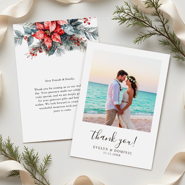 Minimalist Winter Wedding Photo Thank You Card (Creator Uploaded)