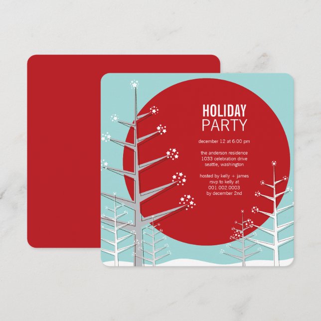 Minimalist Winter Wonderland Holiday Party Invite (Front/Back)