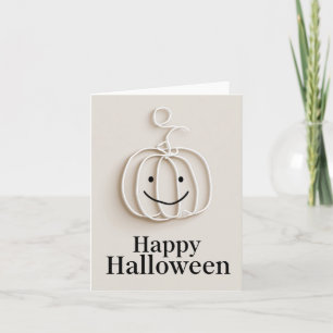 Minimalist Wire Pumpkin Happy Halloween Greeting  Holiday Card