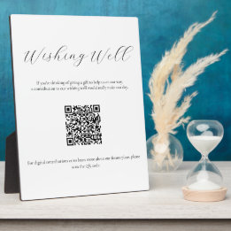 Minimalist Wishing Well Sign with QR Code Plaque