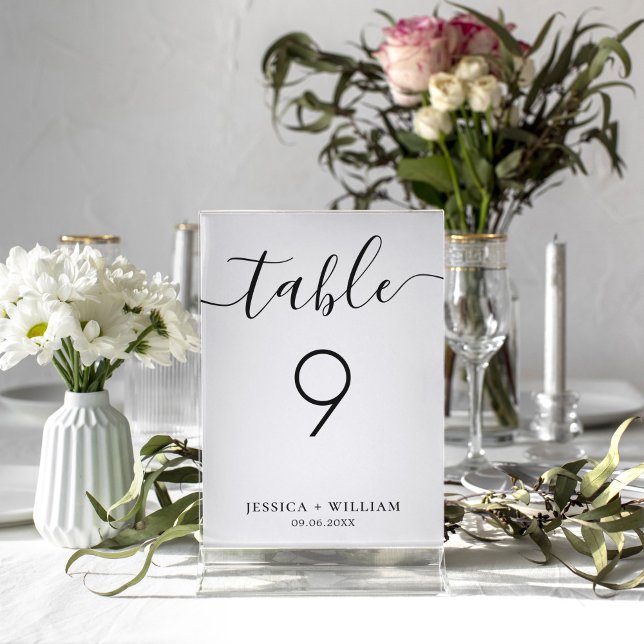 Minimalist With Elegant Calligraphy Script Table Number (Creator Uploaded)
