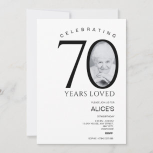 Minimalist with Photo 70th Birthday Invitation
