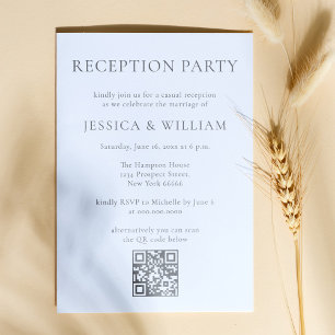 Minimalist With QR Code For Reception Party Invitation