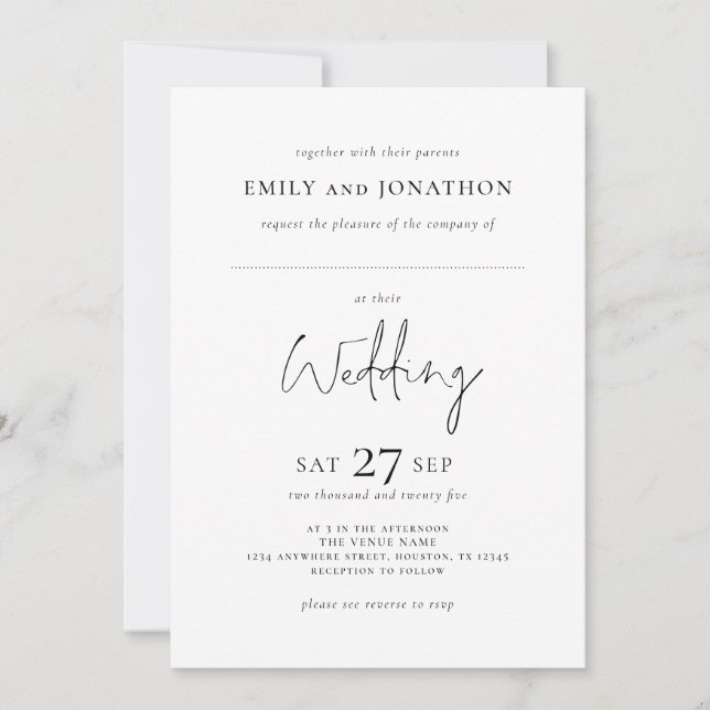 Minimalist with Space for Guest Name QR Wedding Invitation (Front)