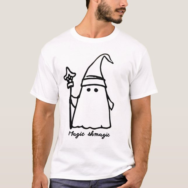  Minimalist Wizard Ghost Drawing Magic Sketch  T-Shirt (Front)