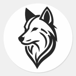 Minimalist Wolf Face Silhouette Classic Round Sticker