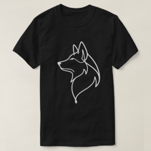 Minimalist Wolf Head Outline T-Shirt