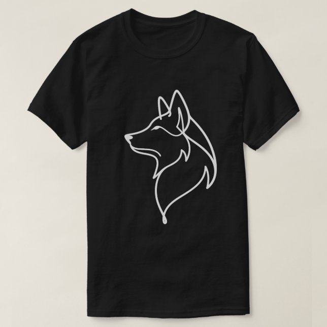 Minimalist Wolf Head Outline T-Shirt (Design Front)