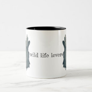 minimalist wolf head Two-Tone coffee mug