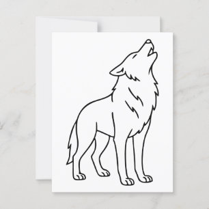Minimalist Wolf Line Art – Howling Wildlife  Postcard