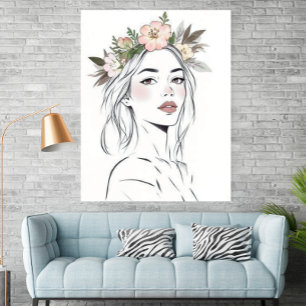 Minimalist Woman Hand-Drawn Line Art Scandinavian Poster