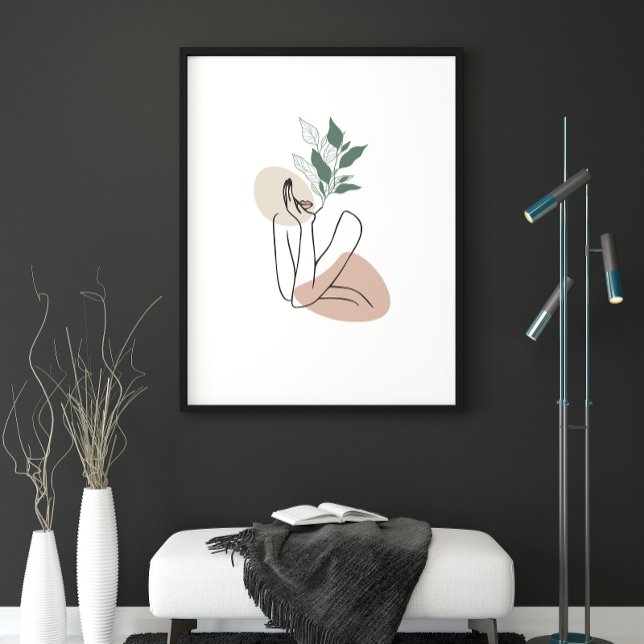 Minimalist Woman Line Art Print, Female Silhouette Poster (Creator Uploaded)