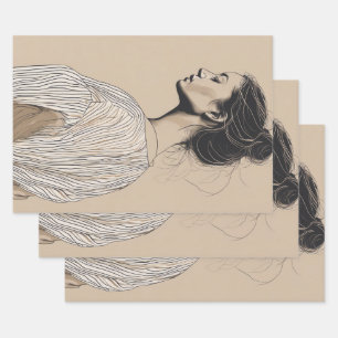 Minimalist Woman Line Art Wrapping Paper Sheets