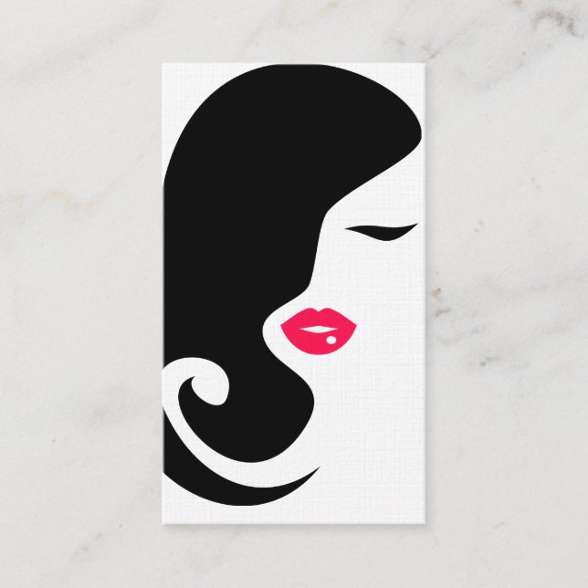 Minimalist Woman Silhouette Black Beauty Salon Business Card (Front)
