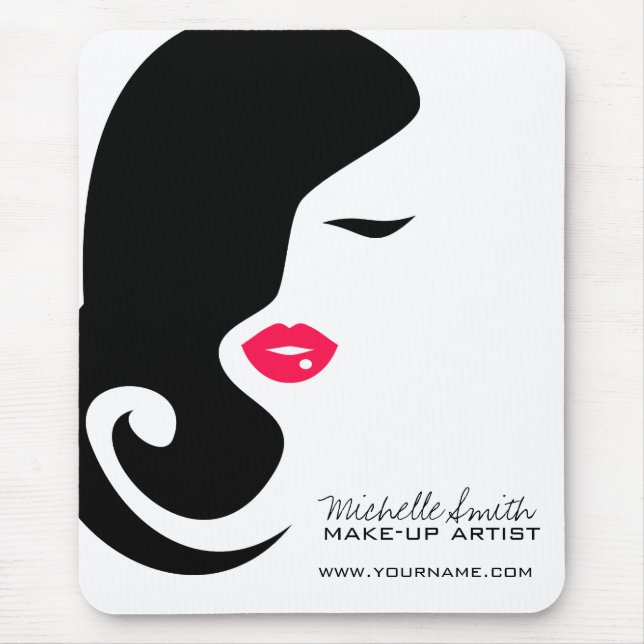 Minimalist Woman Silhouette Black Beauty Salon Mouse Mat (Front)