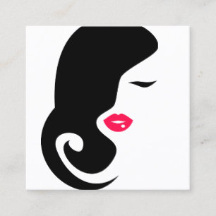Minimalist Woman Silhouette Black Beauty Salon Square Business Card