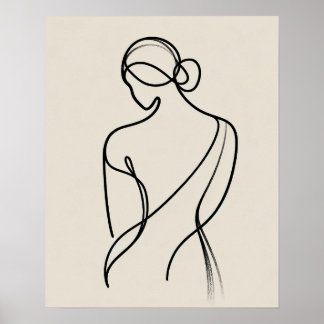 Minimalist Womens back - Line Art Poster