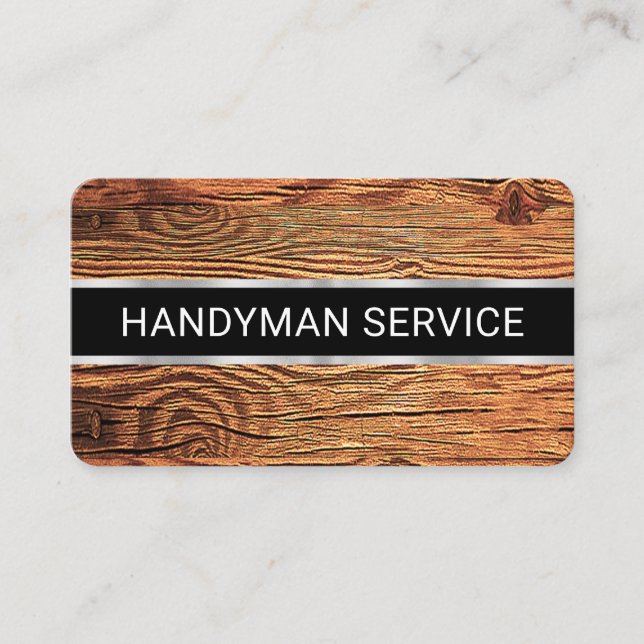 Minimalist Wood Timber Layer Carpentry Business Card (Front)