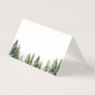 Minimalist woodland pine trees wedding Place cards