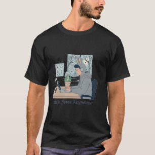 Minimalist Work From Anywhere Remote Office Illust T-Shirt
