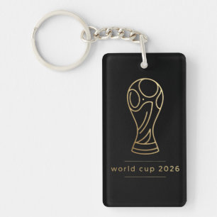 Minimalist World Cup 2026 Trophy Line Art  Key Ring