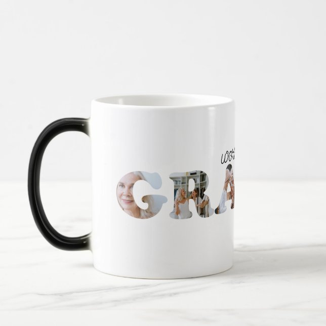 Minimalist World's Best Granny Photo Collage Magic Mug (Left)