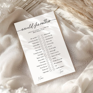 Minimalist Would She Rather Bridal Shower Game
