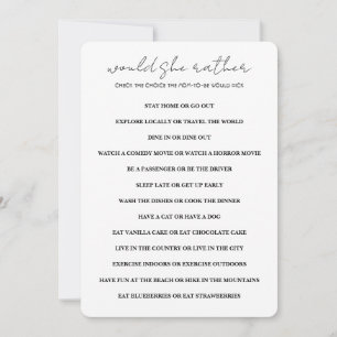 Minimalist Would You Rather Baby Shower Game Invitation