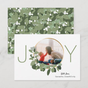 Minimalist Wreath Joy Christmas Photo Card