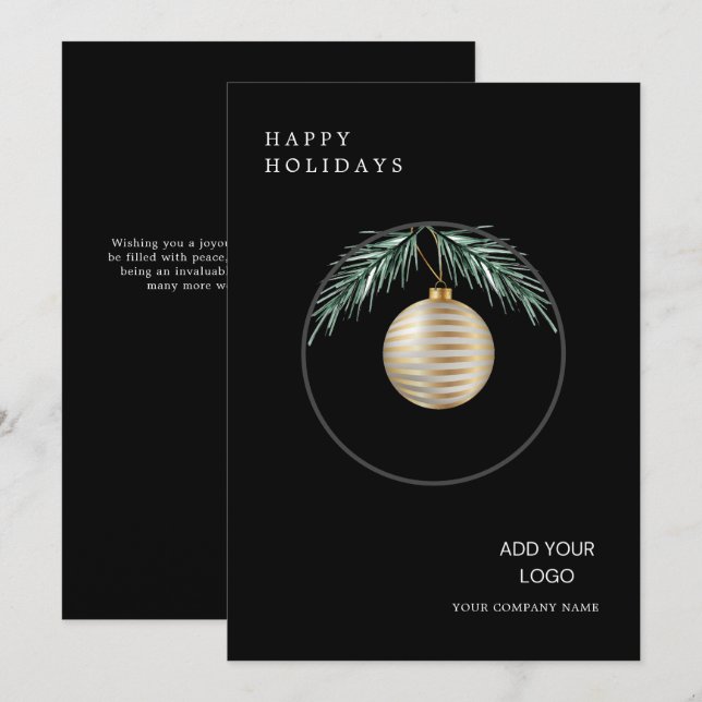 Minimalist Wreath Modern Corporate Christmas Holiday Card (Front/Back)